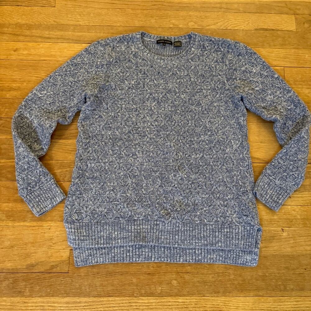 Jeanne Pierre blue cable knit crewneck long sleeve sweater size medium M
b59